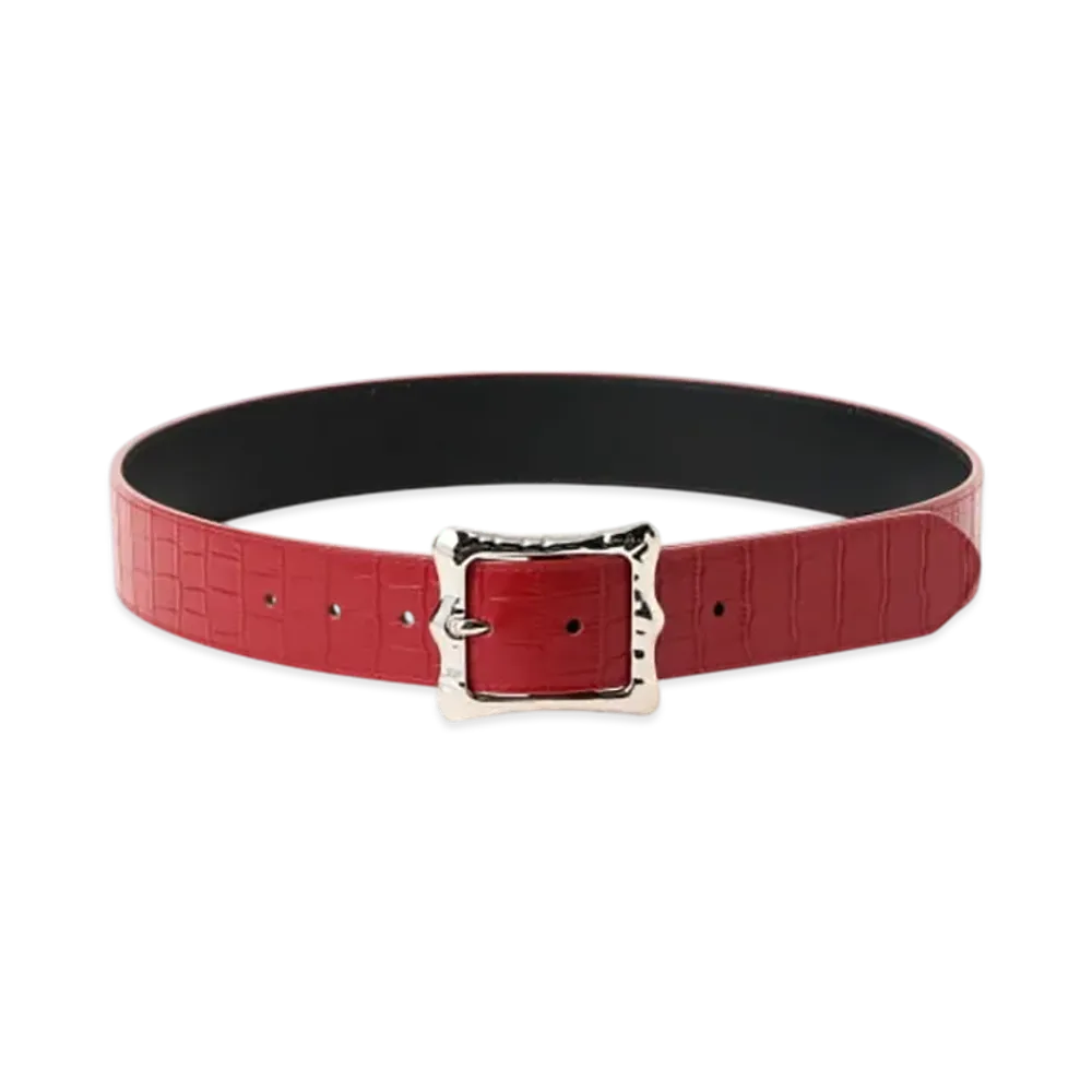BEAMS FUTURE ARCHIVE Croco Leather Belt "Red"