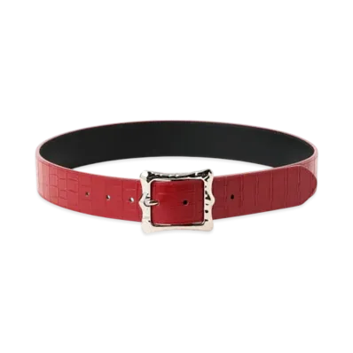 BEAMS FUTURE ARCHIVE Croco Leather Belt "Red"