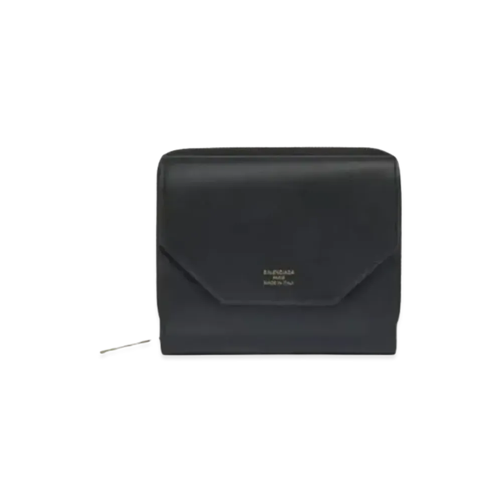 BALENCIAGA Envelope Flap Compact Wallet "Black"