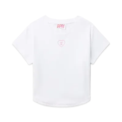 A BATHING APE Round Hem Graphic Slim Cut Tee "White"