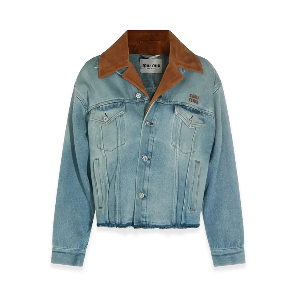 MIU MIU Women's Suede Collar Blouson "Lightblue"