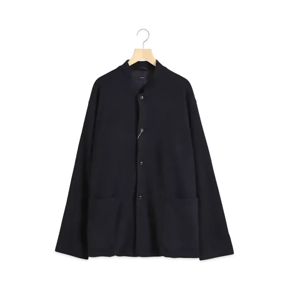 COMOLI Cashmere Stand Collar Knit Jacket "Navy"