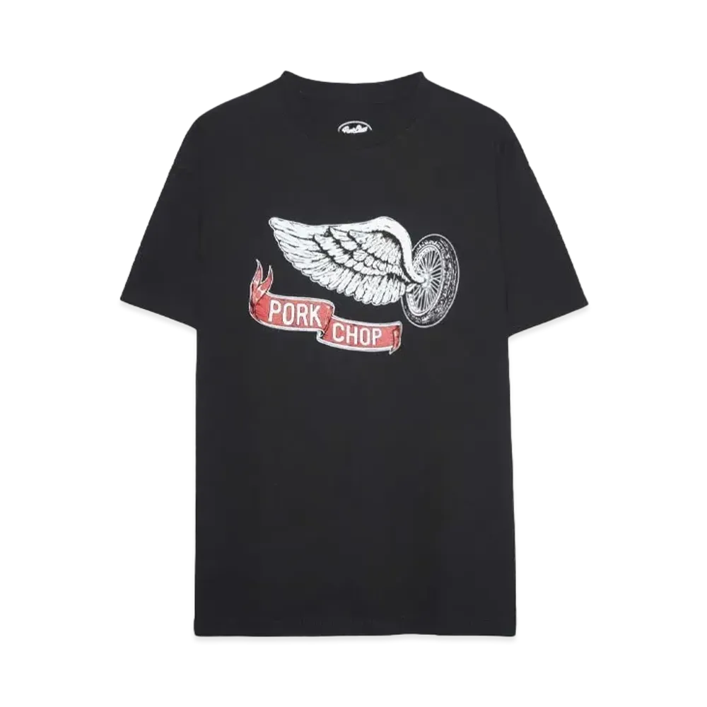 PORKCHOP x MASSES T-SHIRT FLYING WEEL P "BLACK"