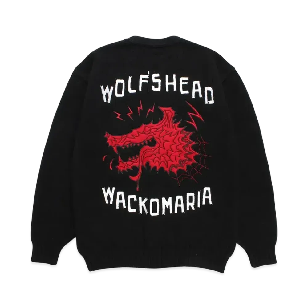 WACKO MARIA x Wolf's Head Knit Cardigan "Black"