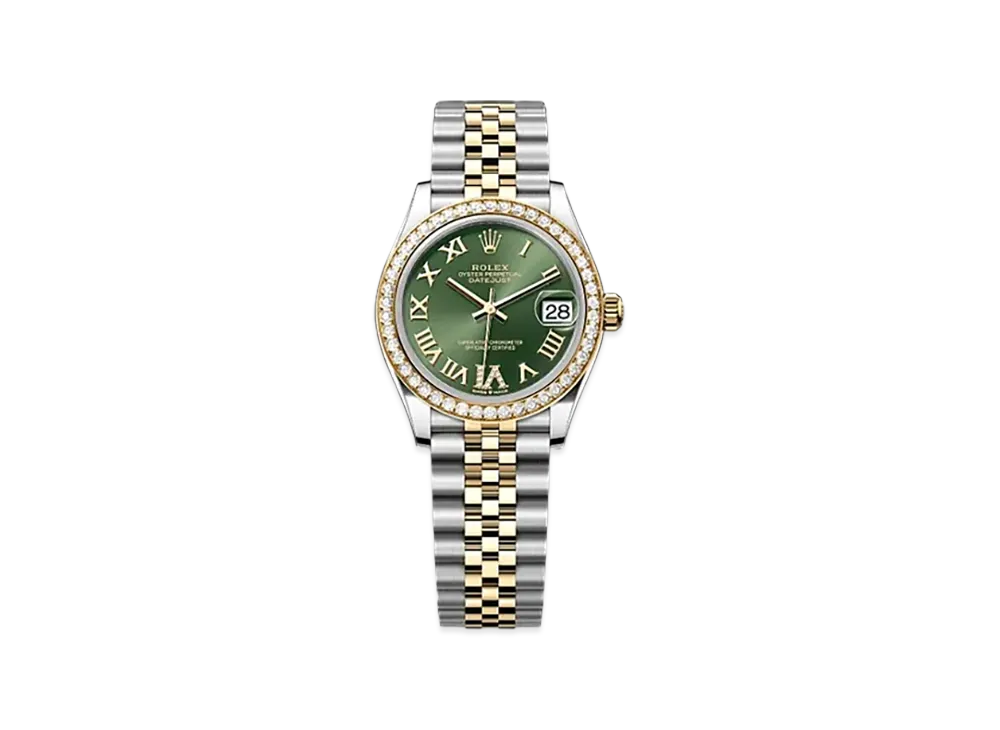 ROLEX Datejust 31mm Oystersteel & Yellow Gold Diamond 278383RBR "Olive Green"