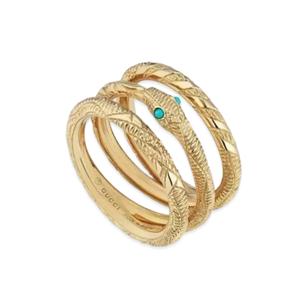 GUCCI Triple Ouroboros Yellow Gold Ring