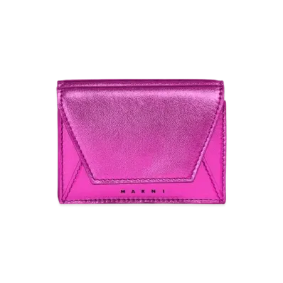 Marni Pink Metallic Nappa Leather Tri-Fold Wallet "Cassis"