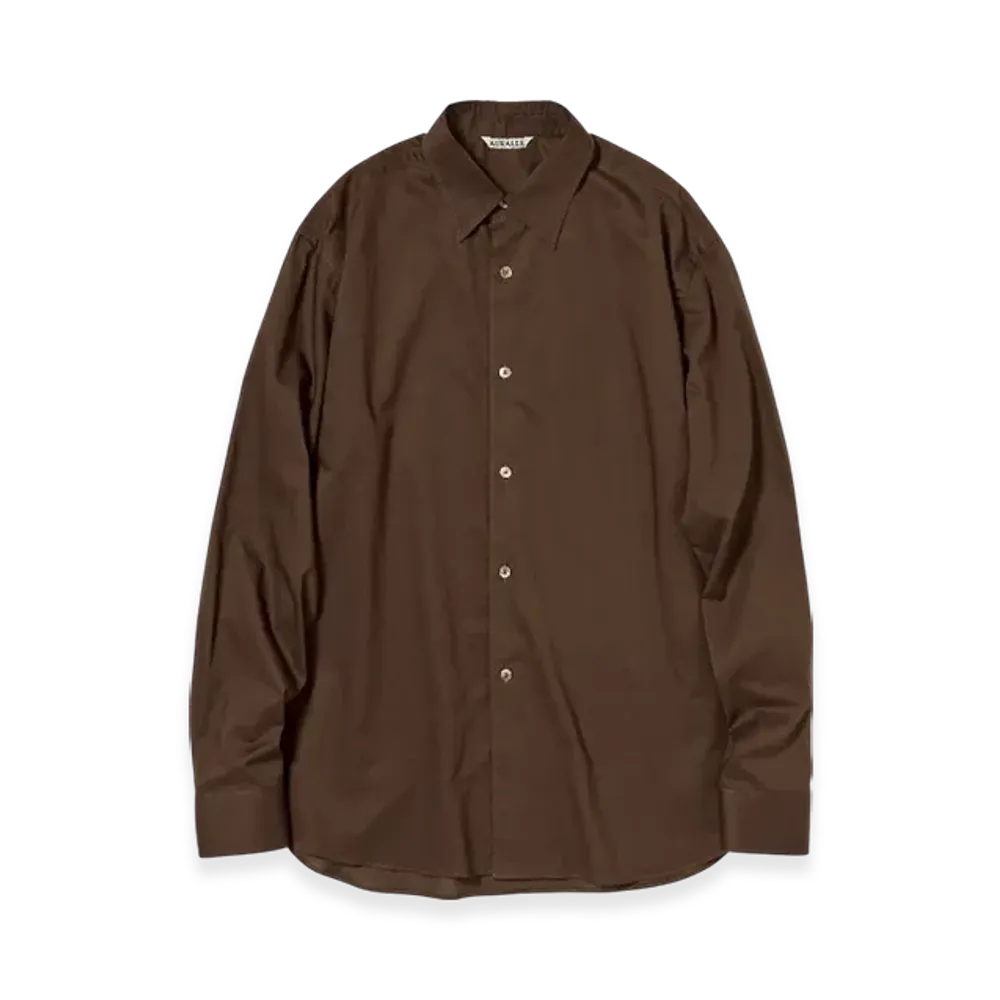 AURALEE Washed Finx Typewriter Shirt "Dark Brown"