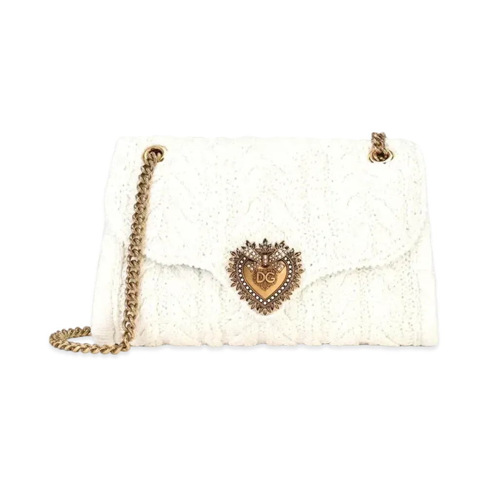 Dolce&Gabbana Devotion Shoulder Bag Large Nit "White"
