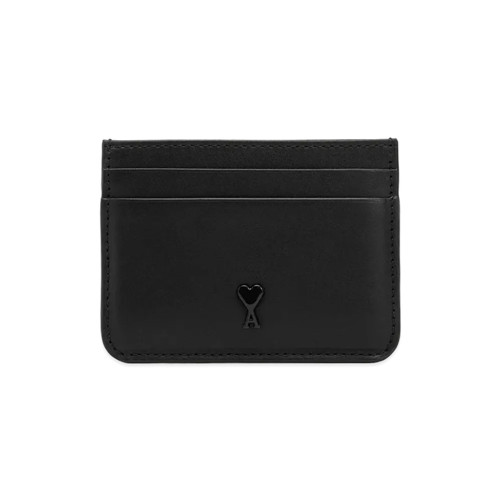 AMI PARIS Smooth Leather Ami De Coeur Card Holder "Black"