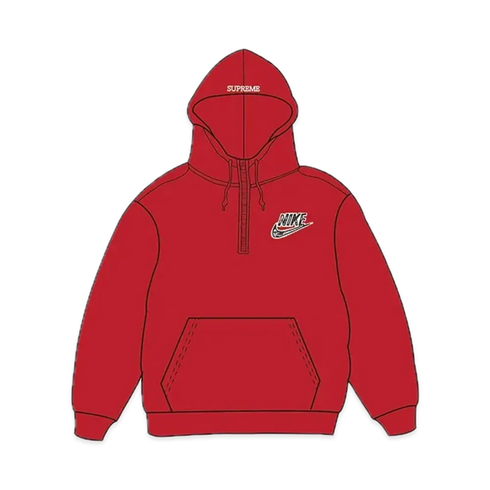 Supreme x Nike Half Zip Hooded Sweatshirt "Red"