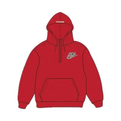 Supreme x Nike Half Zip Hooded Sweatshirt "Red"