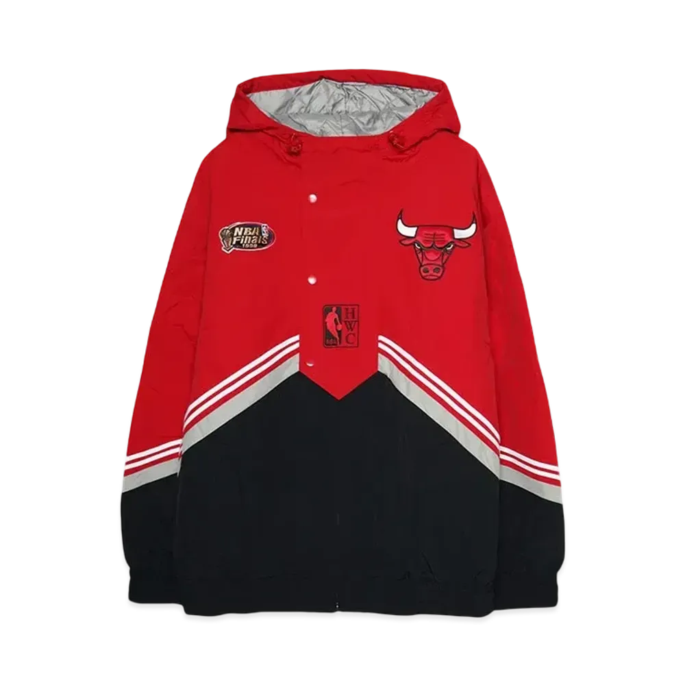 Mitchell&Ness NBA THROW IT BACK RETRO JACKET VINTAGE LOGO BULLS "BLACK-SCARLET"