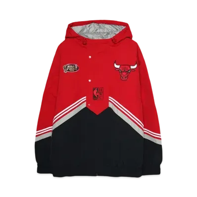 Mitchell&Ness NBA THROW IT BACK RETRO JACKET VINTAGE LOGO BULLS "BLACK-SCARLET"