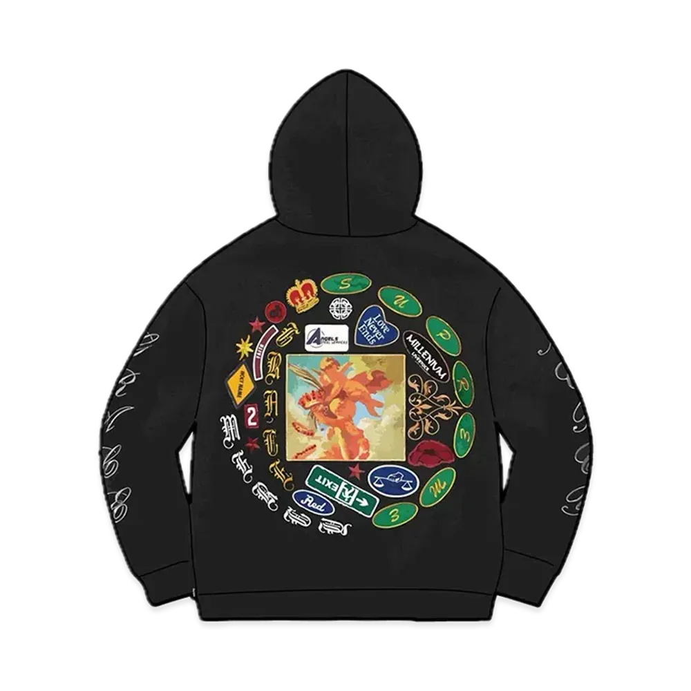 Supreme Patches Spiral Hooded Sweatshirt "Black"