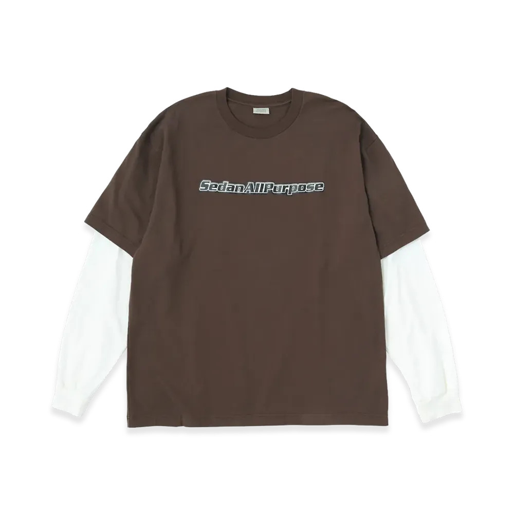 SEDAN ALL-PURPOSE Skate Logo Layered L/S Tee "Brown/Off White"
