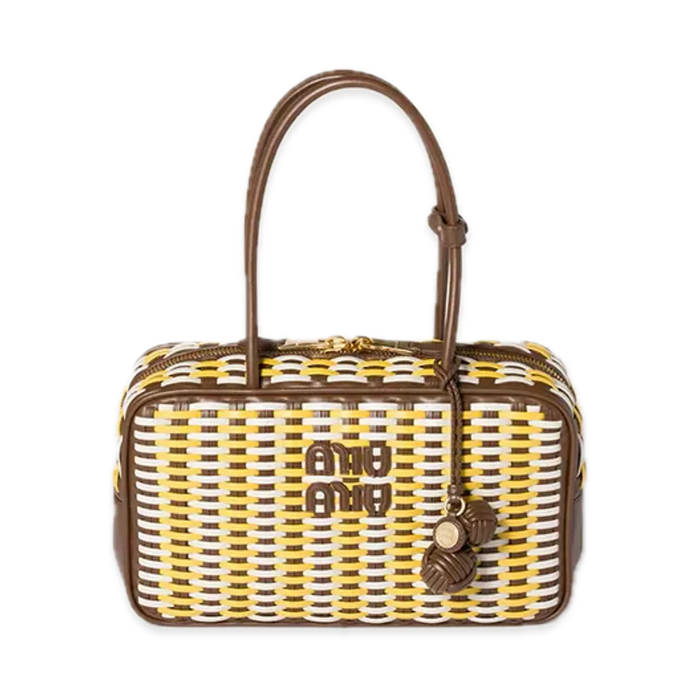 MIU MIU Bow Leather Bag "Maple/Yellow/Off White"