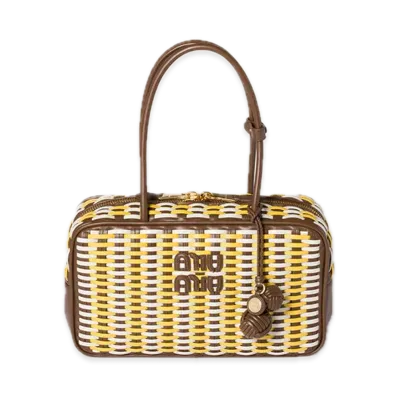 MIU MIU Bow Leather Bag "Maple/Yellow/Off White"
