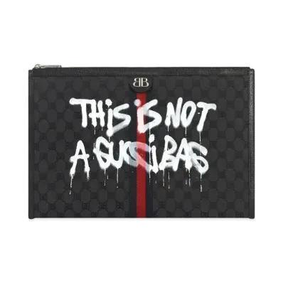 GUCCI x BALENCIAGA The Hacker Graffiti Laptop Pouch Canvas Jacquard "Black"