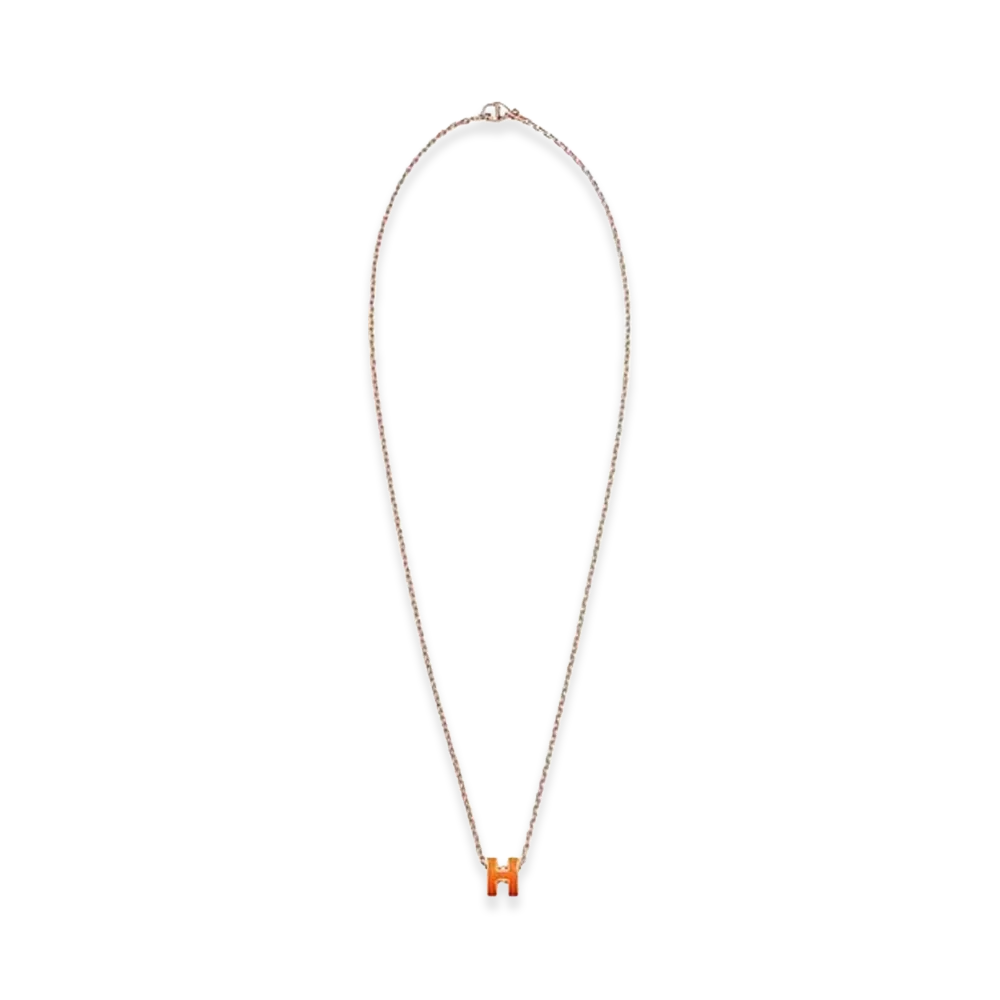 Hermes Mini Pop H Pendant "Rose Gold/Orange Soie"