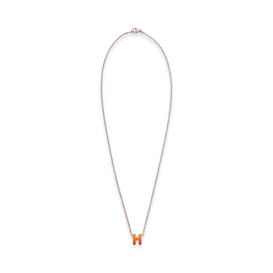 Hermes Mini Pop H Pendant "Rose Gold/Orange Soie"