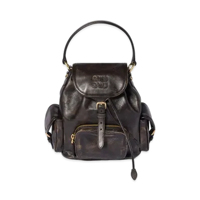 MIU MIU Leather Backpack "Coffee"