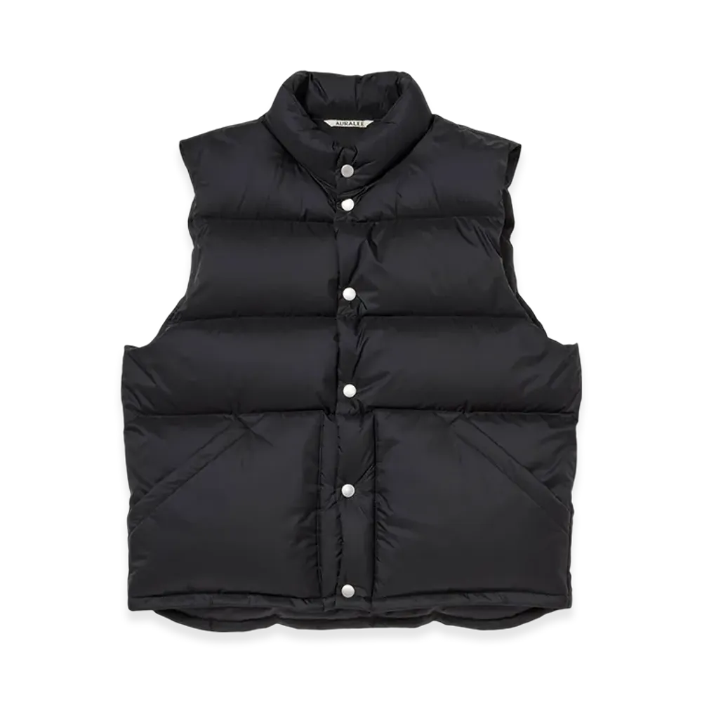 AURALEE Super Light Nylon Ripstop Down Vest "Black"
