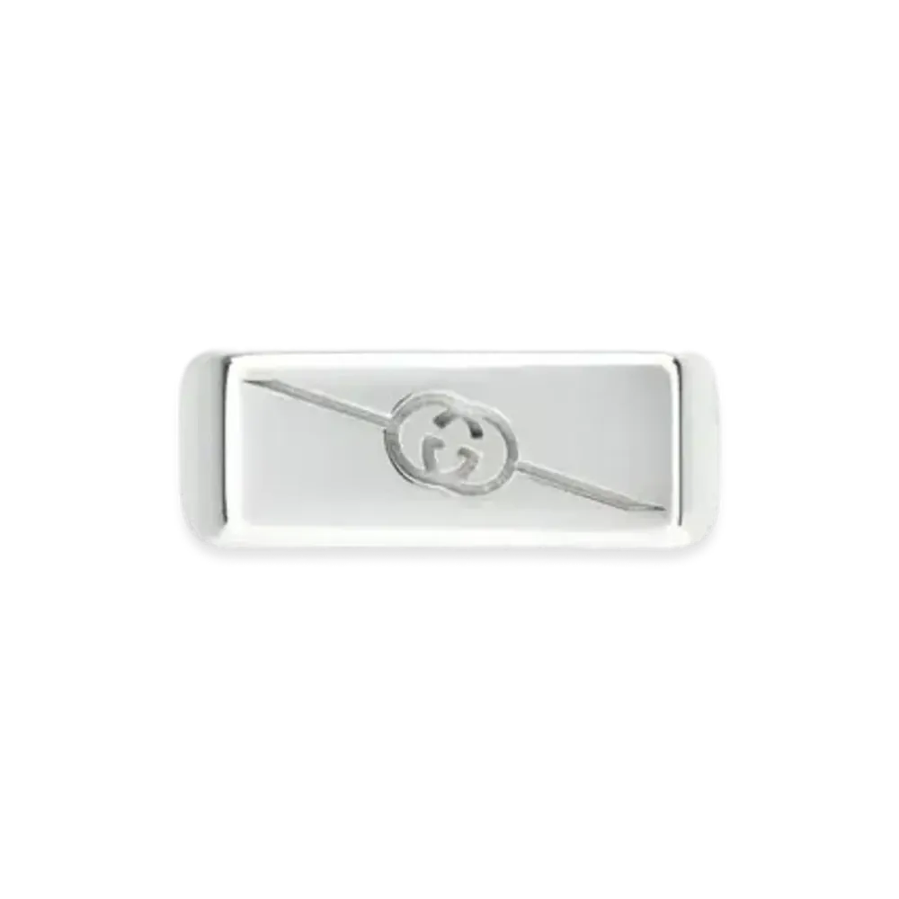 GUCCI Diagonal Interlocking G Ring "Silver"