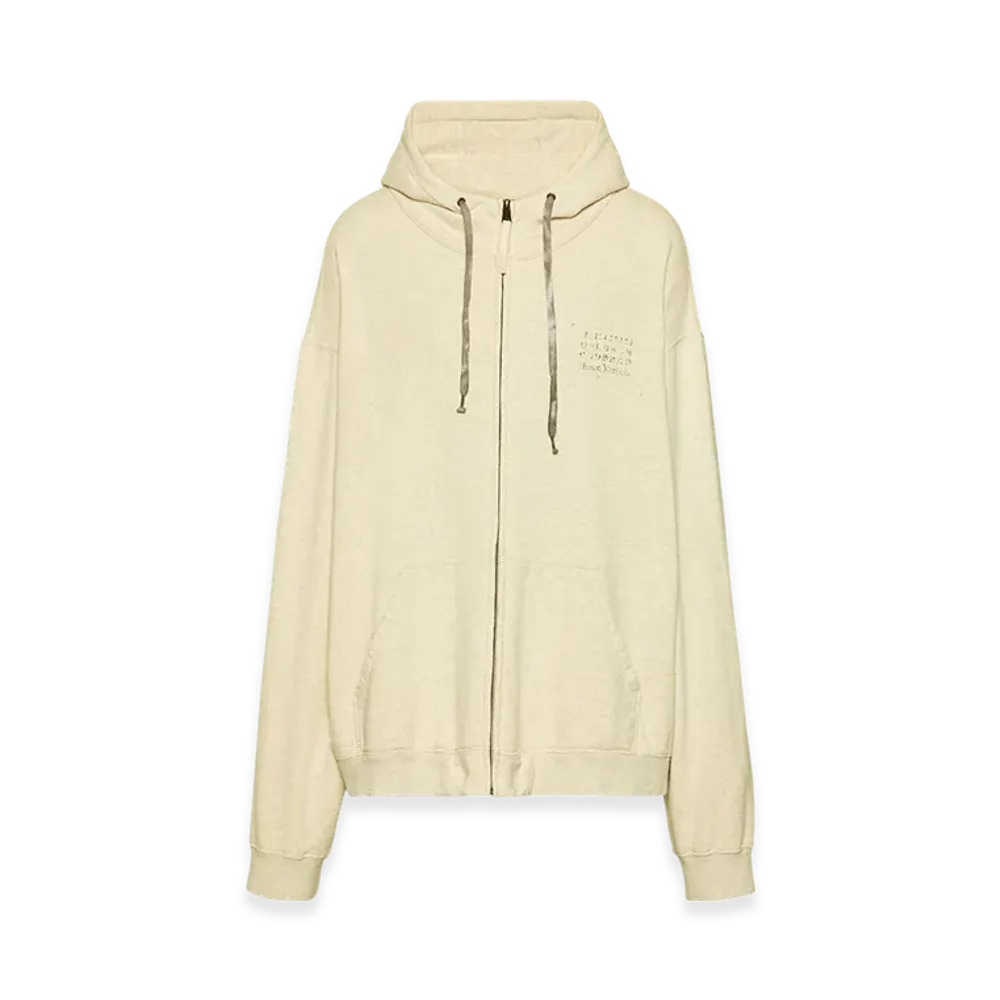 Maison Margiela Men's Stamp Logo Zip Hoodie "Ecru"