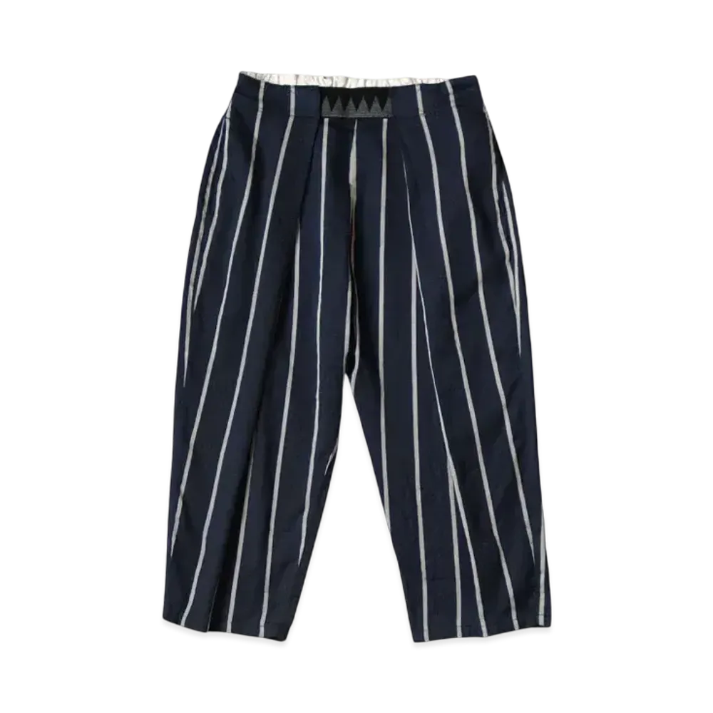 KAPITAL Linen Phillies Stripes Easy Beach Pants "Navy"