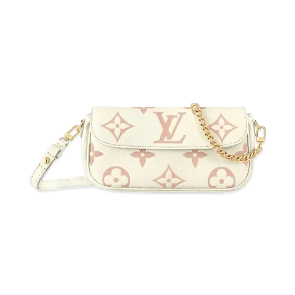 Louis Vuitton Wallet On Chain Ivy Monogram Empreinte Leather "Latte White/Chamallow Pink"