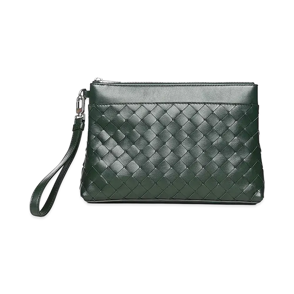 Bottega Veneta Women's Intrecciato Prism Leather Clutch "Green"
