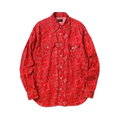 KAPITAL Uneven Sheeting Cookie Bandana Husky Western Shirt "Red"
