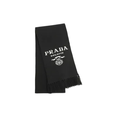 PRADA Wool And Cashmere Scarf "Black"