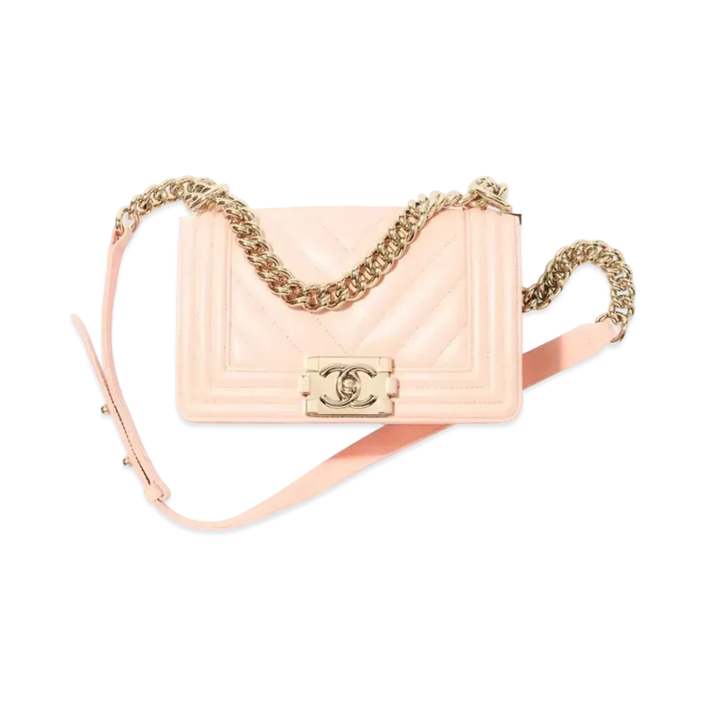 CHANEL Boy Chanel Small Hand Bag Grained Calfskin "Orange"