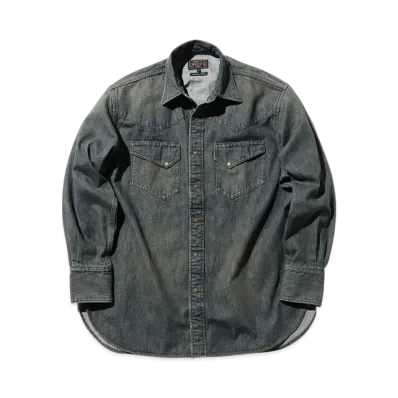 BEAMS Western Shirt Denim Double Dye "Used"