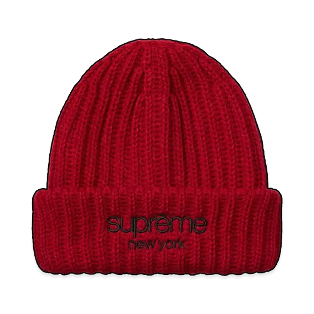 Supreme Classic Logo Chunky Ribbed Beanie "Red"