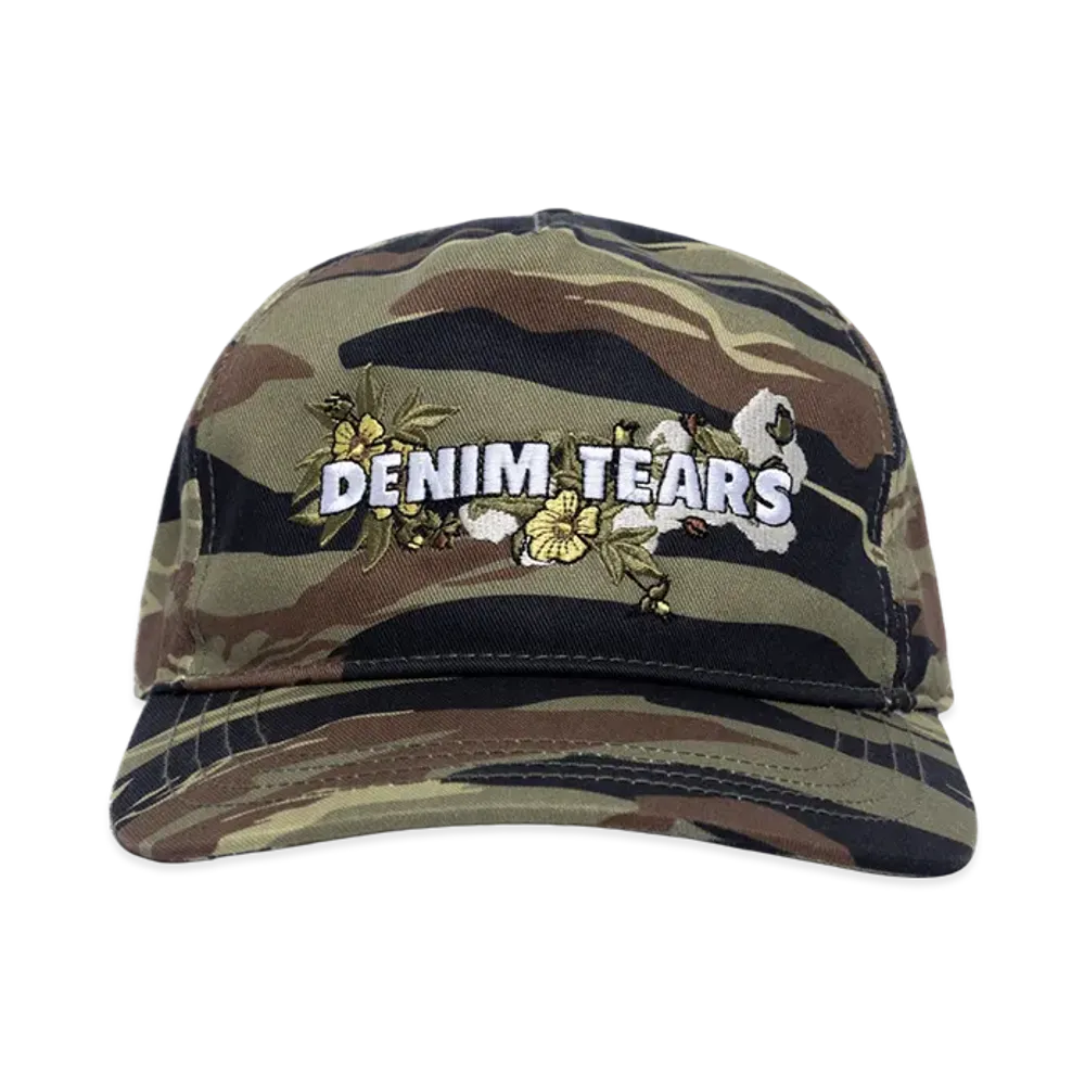 DENIM TEARS Floral Logo Trucker Hat "Camo Green"