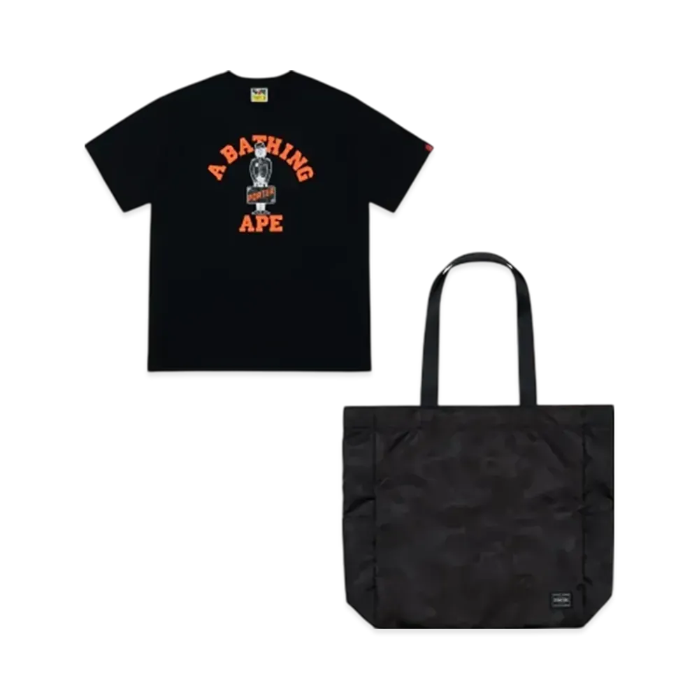 PORTER x A BATHING APE Tee & Tote Set "Black"