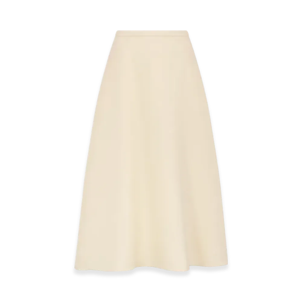 Dior Women's Wool and Silk Flared Mid Length Skirt "Ecru"