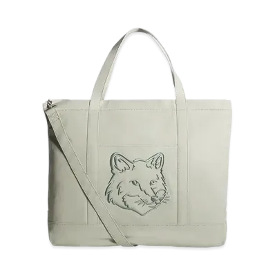 Maison Kitsune Fox Head XL Tote "Court Green"