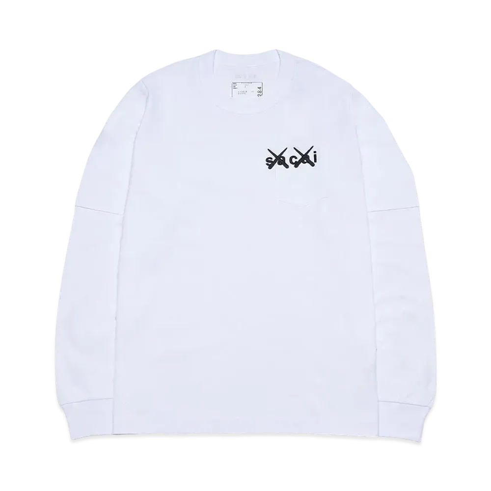 sacai KAWS Embroidery Long Sleeve T-Shirt "White"