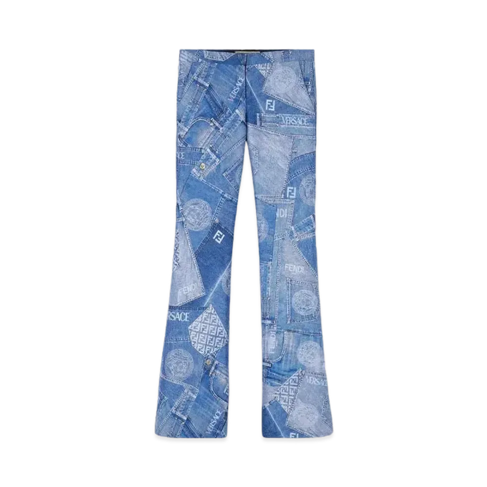 FENDI x Versace Fendace Denim Patchwork Flared Pants