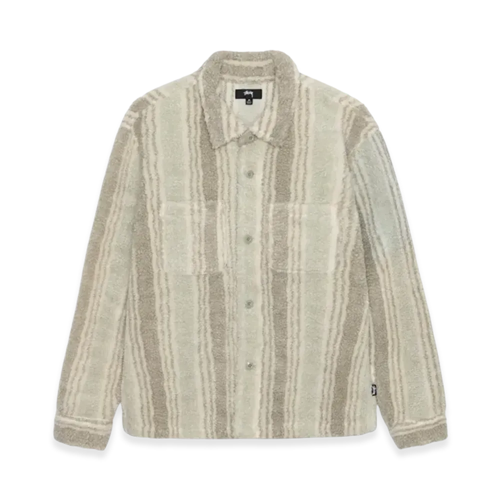 Stussy Striped Sherpa Shirt "Natural"