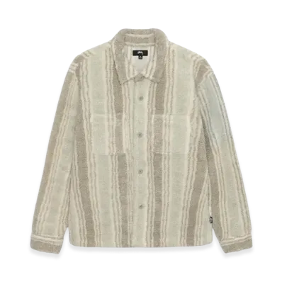 Stussy Striped Sherpa Shirt "Natural"