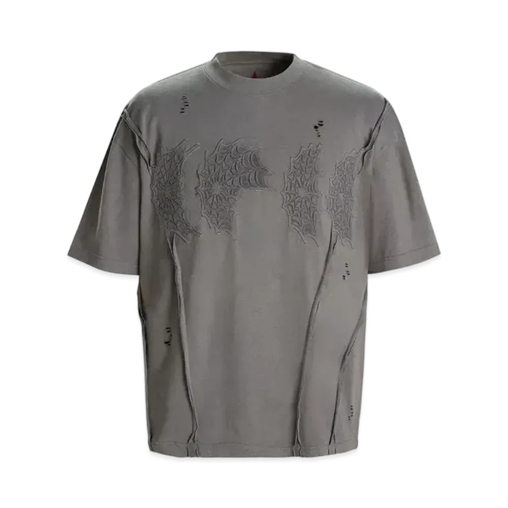 The Boy Has No Patience Moonstone Cobweb Patch Destroyed S/S Tee "Grey"