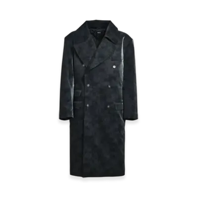 BREATH Faux Leather Double Breasted Coat "Black"
