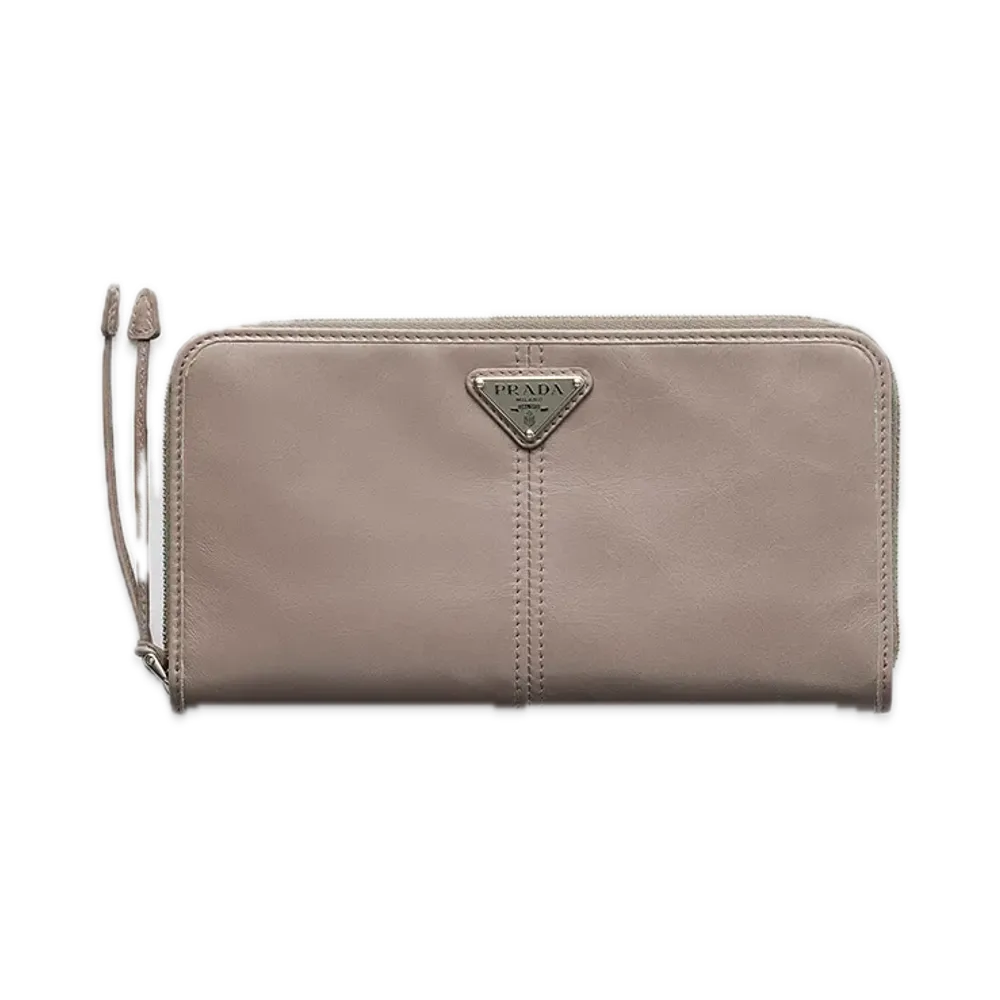 PRADA Soft Lux Leather Wallet "Gray"
