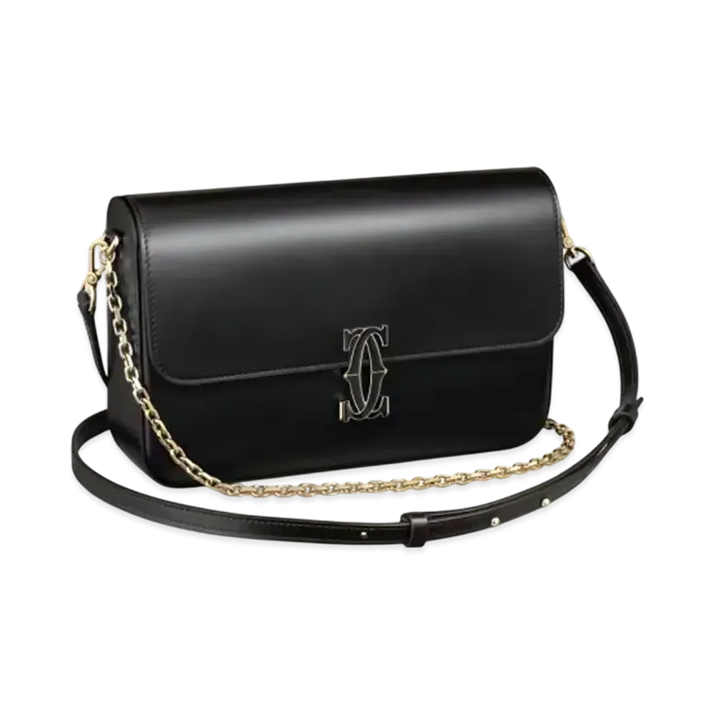 Cartier Small Model Chain Bag, C de Cartier "Gold/Black"