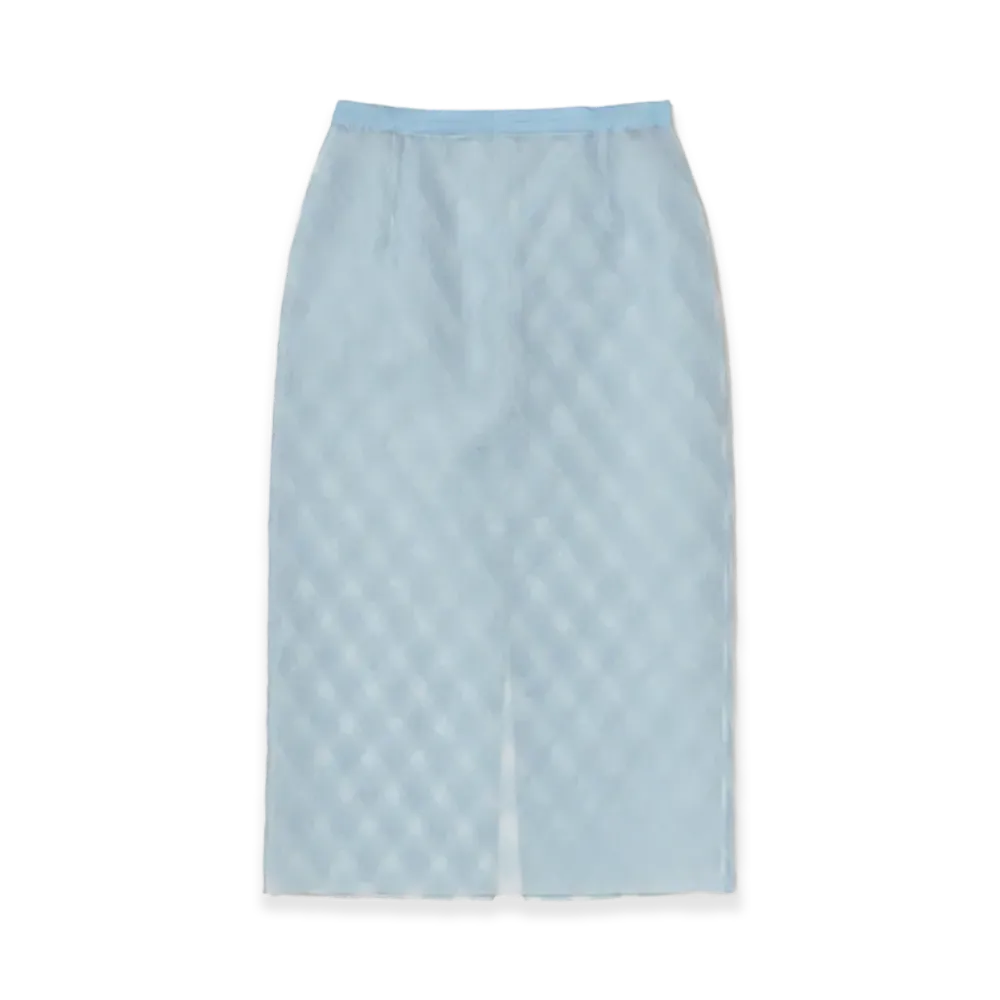 AURALEE Women's Sheer Silk Cotton Cut Jacquard Pencil Skirt "Light Blue"